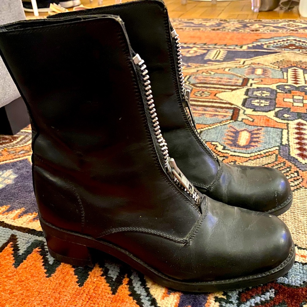 Black real leather boots